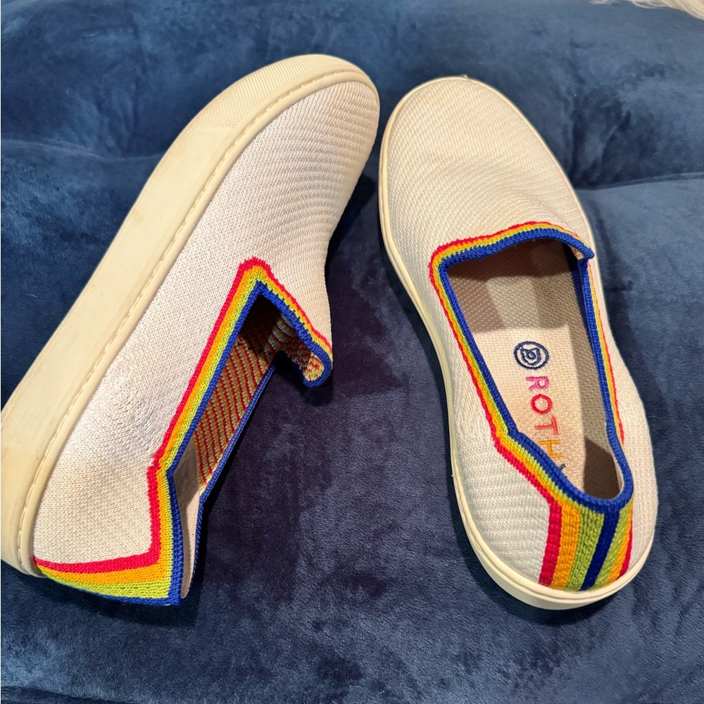Rothy's Pride Edition Slip-On Shoes With Rainbow Trim View 3